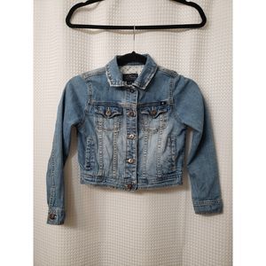 Lucky Brand Girls Youth Kids Jean Jacket Size Medium Button Up Pockets PTP 15"